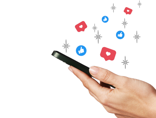 image to show hand and likes on social media